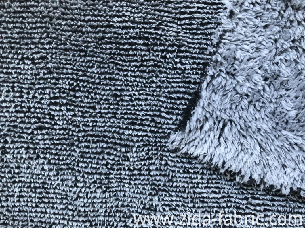 100%Polyester Double Side Shu Velveteen with Stripe Knitted Fabric